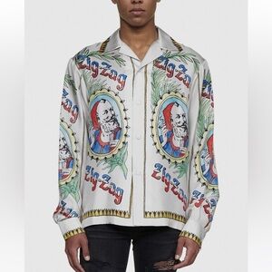 NWT AMIRI SILK ZIG ZAG LONG SLEEVE SHIRT